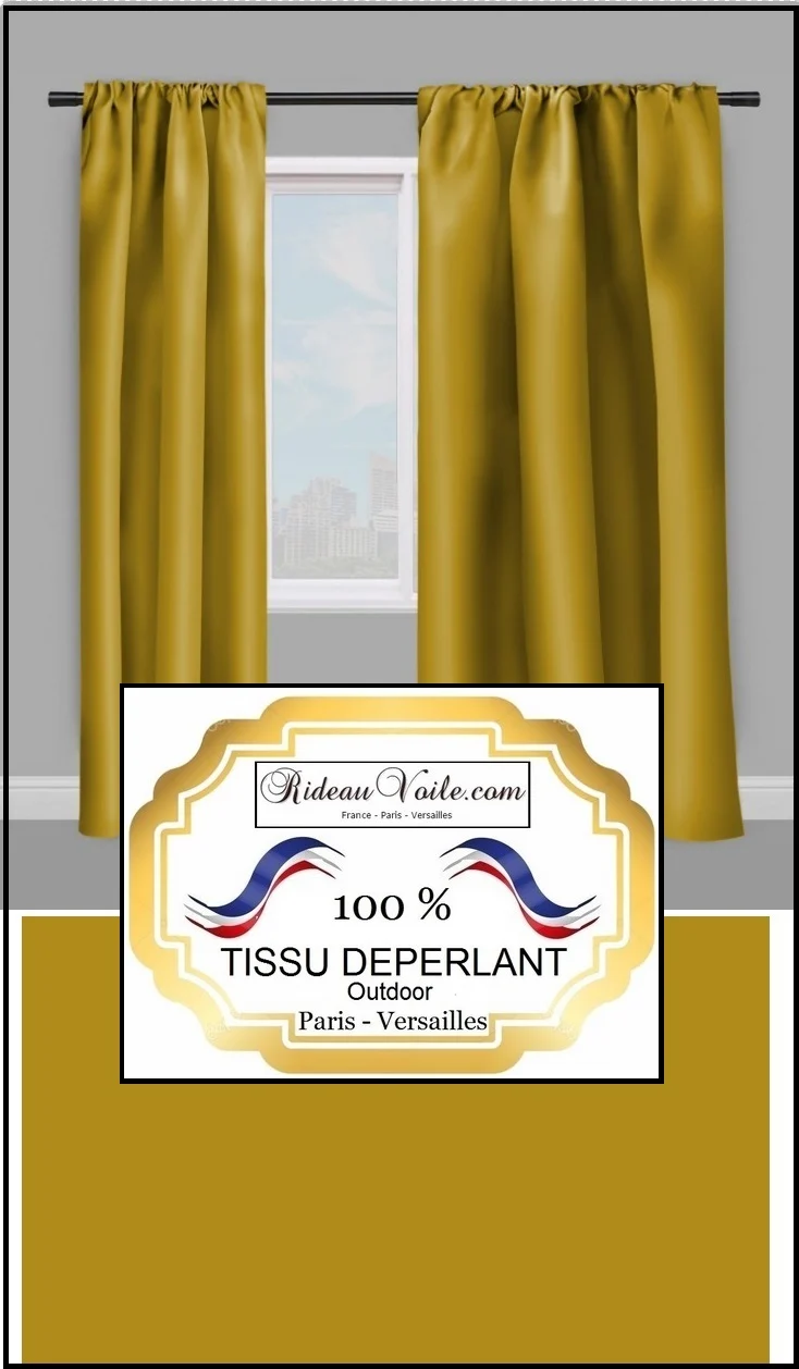 Tissu ameublement rideau tapisserie déperlant vert mètre water repellence fabric meter green
