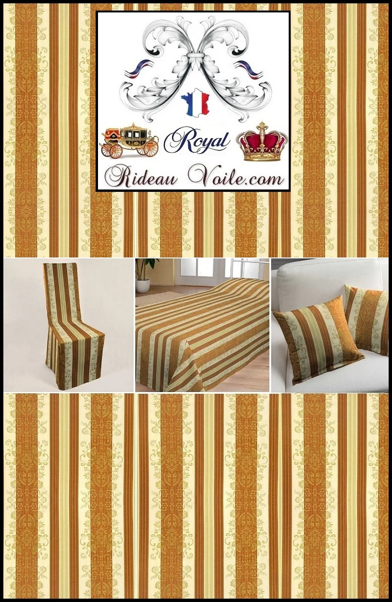 Rideauvoile Tissu jacquard ameublement Baroque rayé mètre French fabrics stripes upholsterer