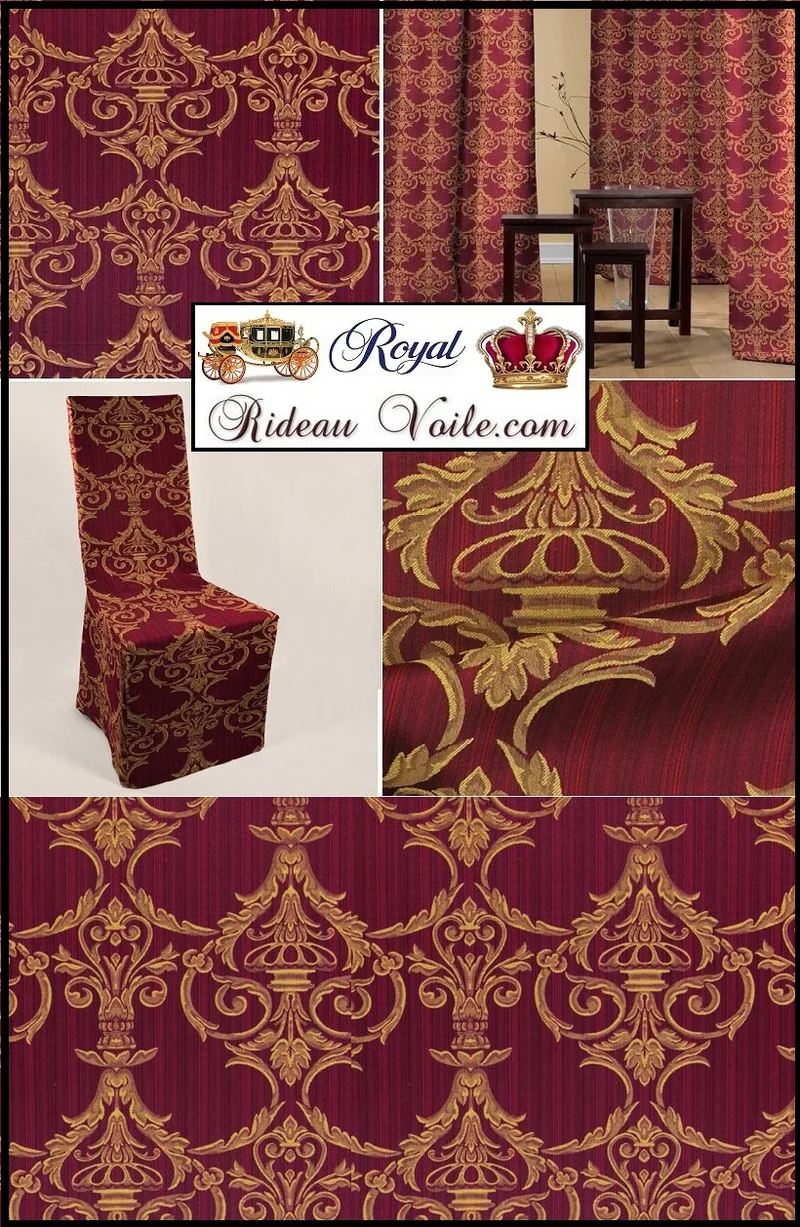 French fabrics jacquard upholsterer interior Tissu Baroque damasco ameublement mètre