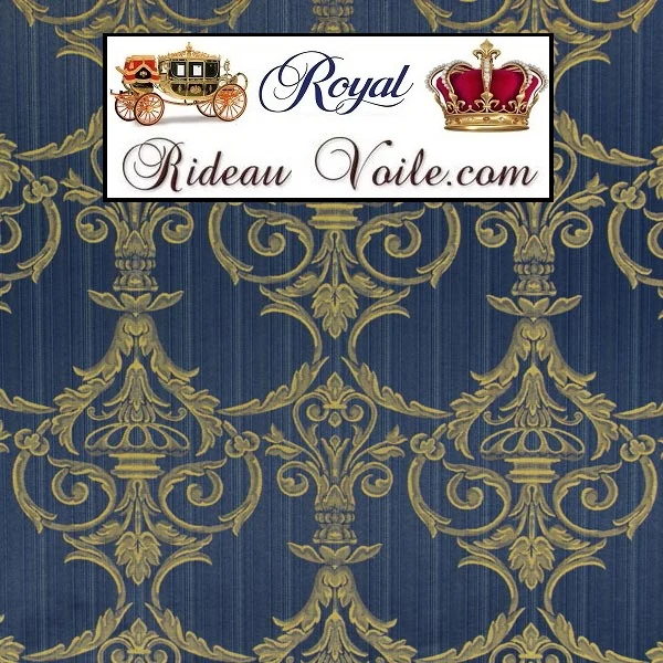 Jacquard Baroque ornement florale bleu tissu ameublement mètre rideau tapissier siège