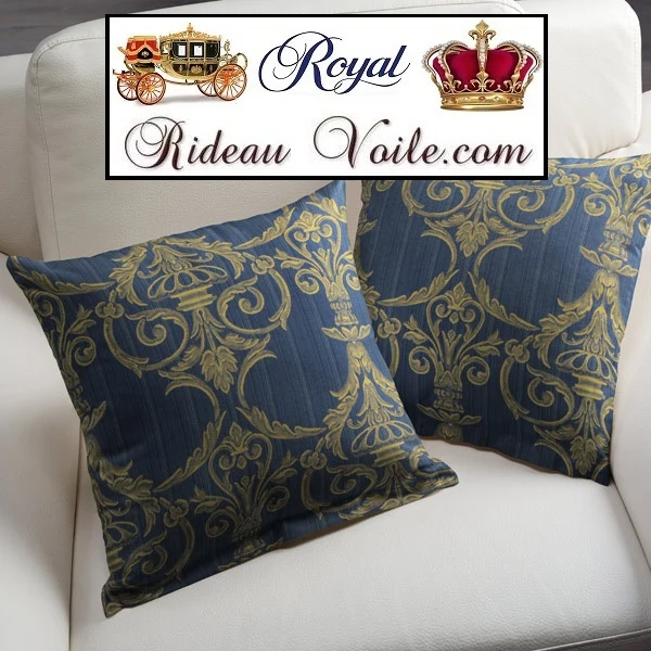 Jacquard Baroque ornement florale bleu tissu ameublement mètre rideau tapissier siège