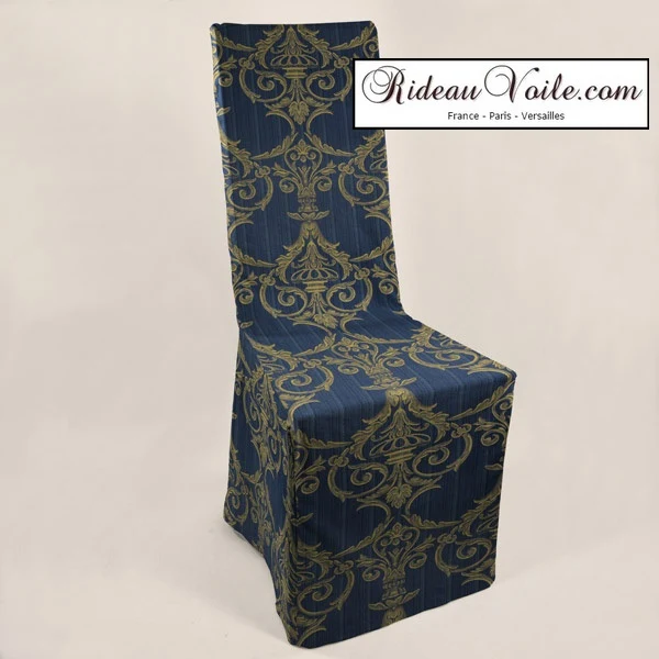 Jacquard Baroque ornement florale bleu tissu ameublement mètre rideau tapissier siège
