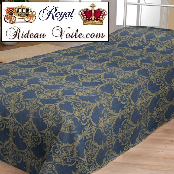 Jacquard Baroque ornement florale bleu tissu ameublement mètre rideau tapissier siège