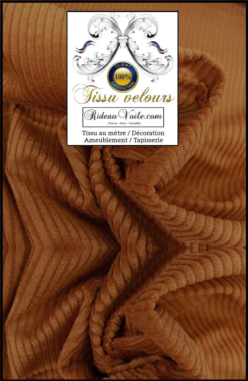 Velours camel marron côtelé mètre tissu couturière sur mesure Rideaux décoration