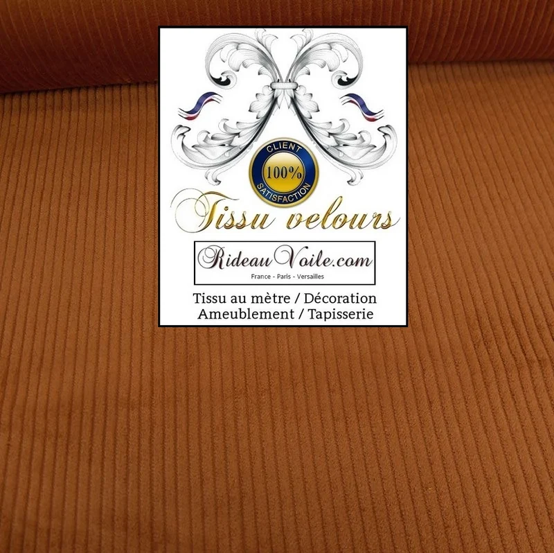 Velours camel marron côtelé mètre tissu couturière sur mesure Rideaux décoration