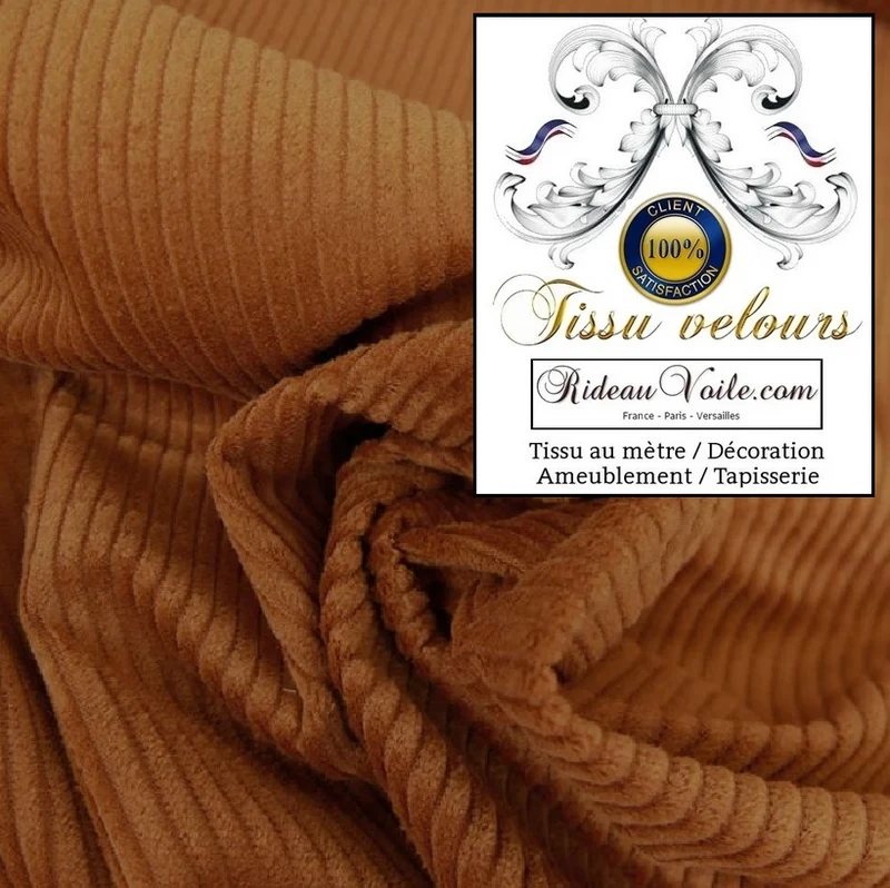 Velours camel marron côtelé mètre tissu couturière sur mesure Rideaux décoration