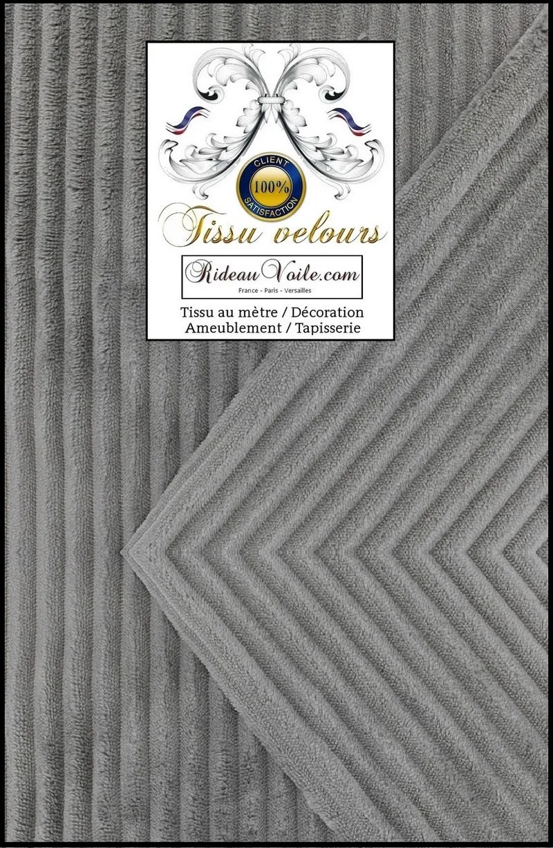 Boutique Velours gris clair côtelé mètre tissu d'intérieur couturière Rideaux store