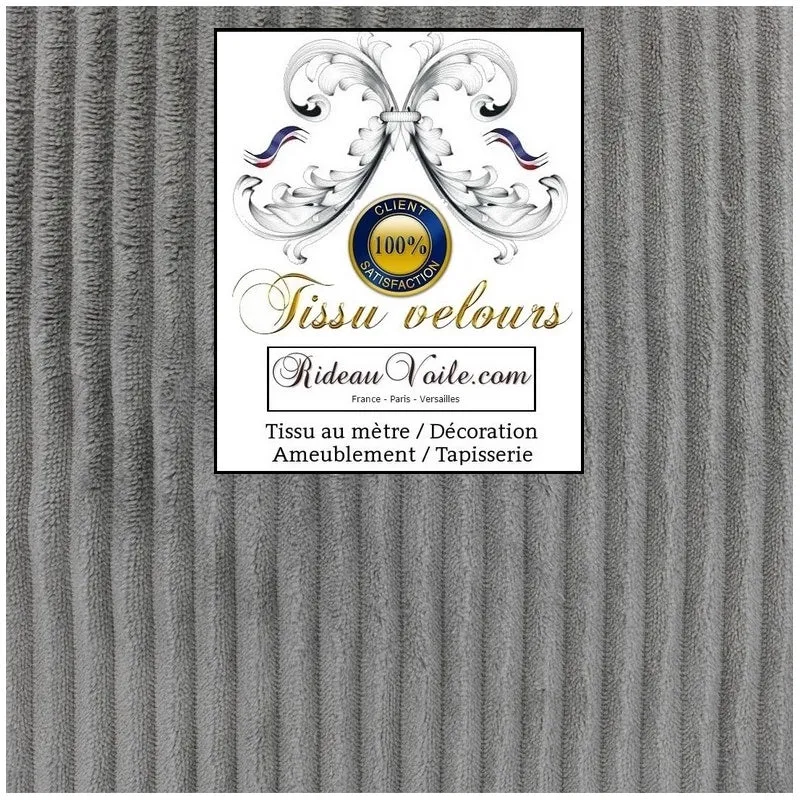 Boutique Velours gris clair côtelé mètre tissu d'intérieur couturière Rideaux store