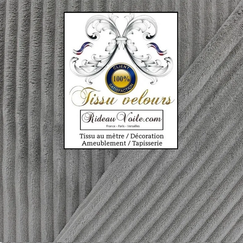 Boutique Velours gris clair côtelé mètre tissu d'intérieur couturière Rideaux store