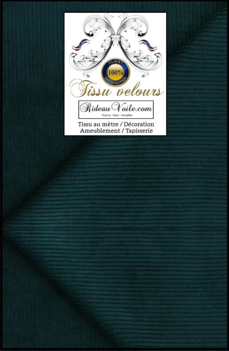 Velvet fabrics upholsterer green Tissu ameublement velours côtelé vert mètre rideau