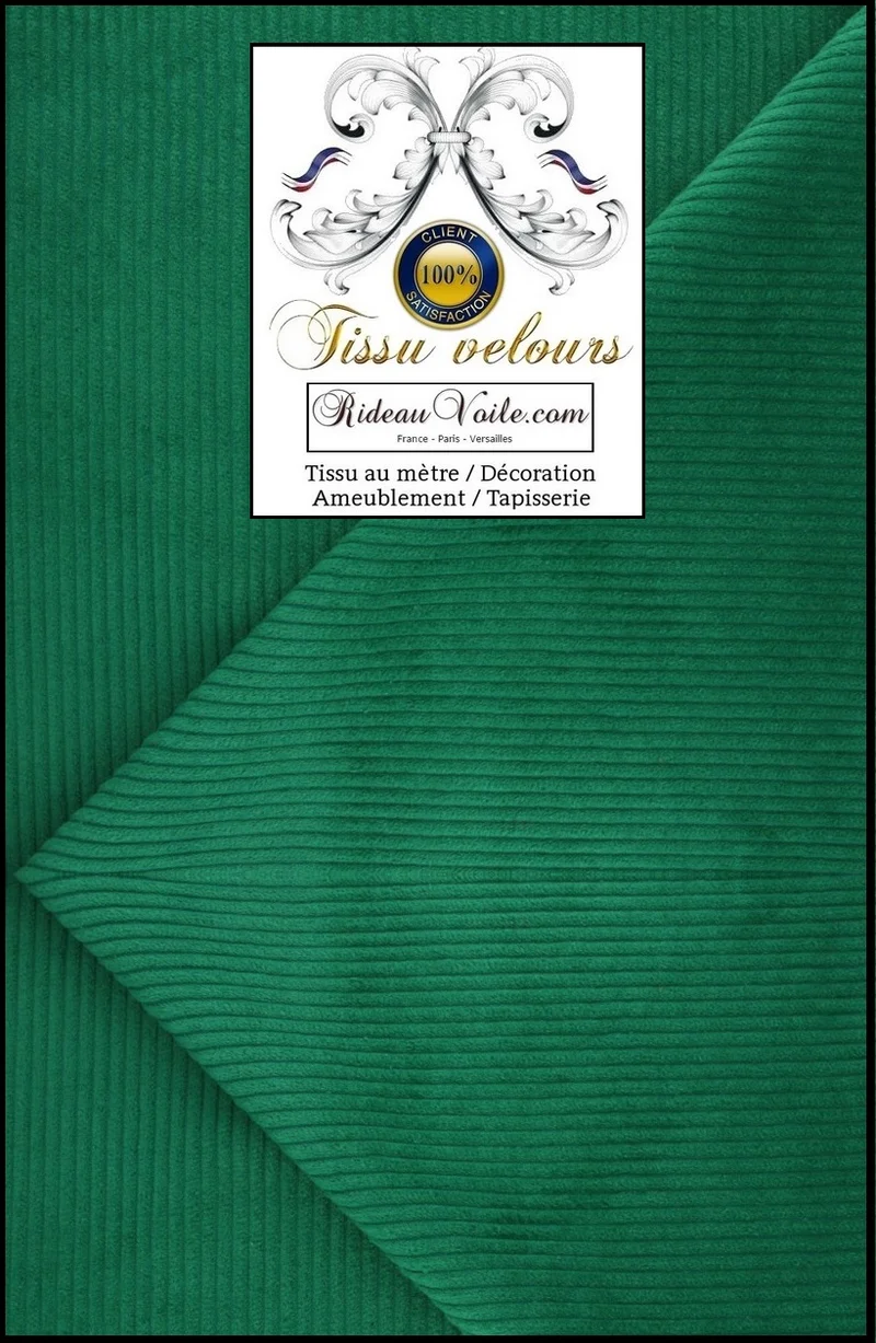Velvet fabrics upholsterer green Tissu ameublement velours côtelé vert mètre rideau