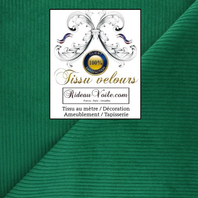 Velvet fabrics upholsterer green Tissu ameublement velours côtelé vert mètre rideau
