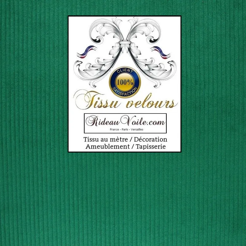 Velvet fabrics upholsterer green Tissu ameublement velours côtelé vert mètre rideau