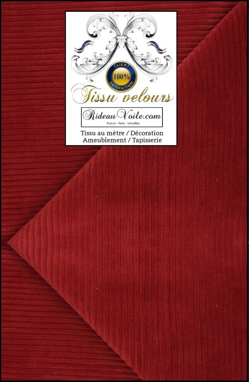 Marché achat Tissu ameublement velours côtelé rouge au mètre rideau store coussin