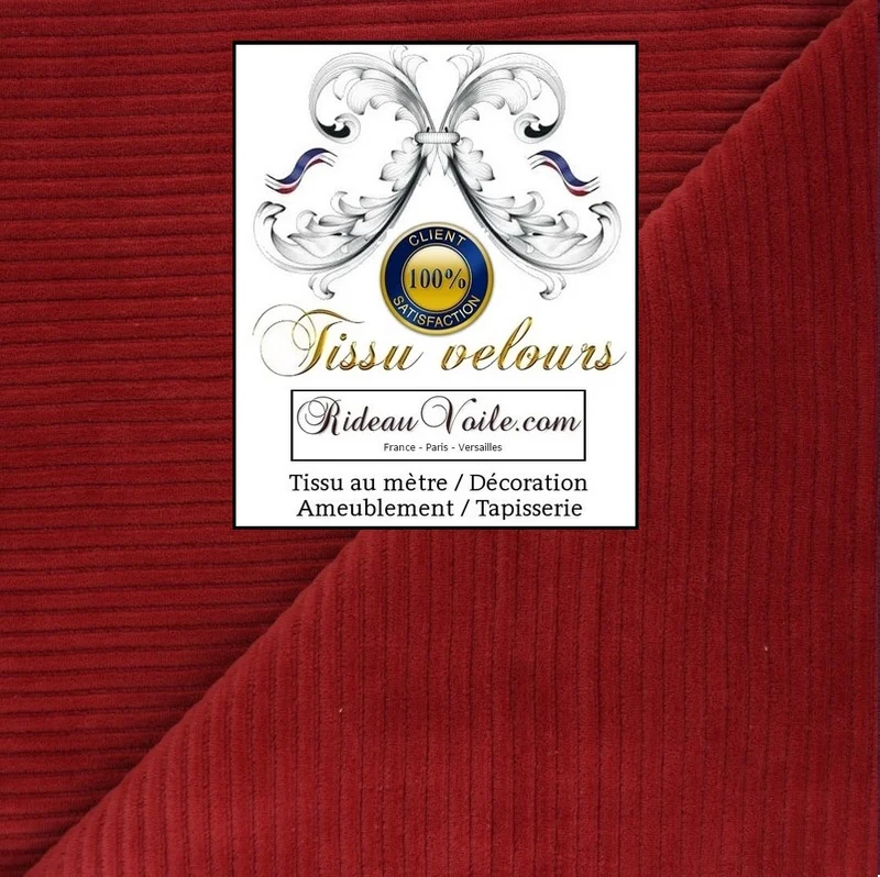 Marché achat Tissu ameublement velours côtelé rouge au mètre rideau store coussin