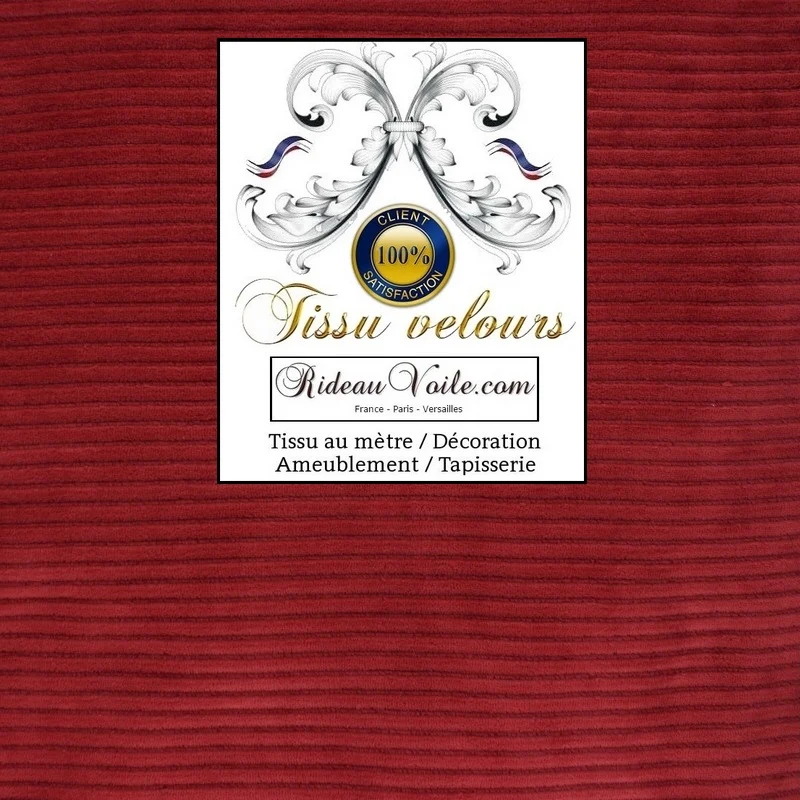 Marché achat Tissu ameublement velours côtelé rouge au mètre rideau store coussin