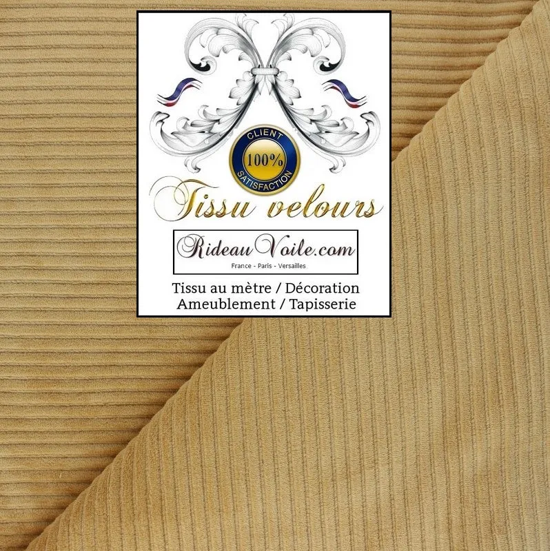 Rideauvoile marché Tissus velours côtelé jaune ocre mètre ameublement rideau