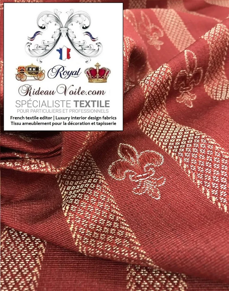 Tissu Fleur de Lys French textile furnishing interior Empire Jacquard upholstery fabrics