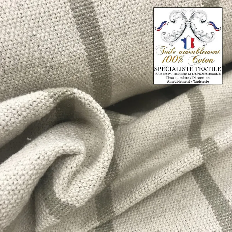 Canvas 100% coton Toile matelas rayés ameublement TAUPE mètre rideau store siège
