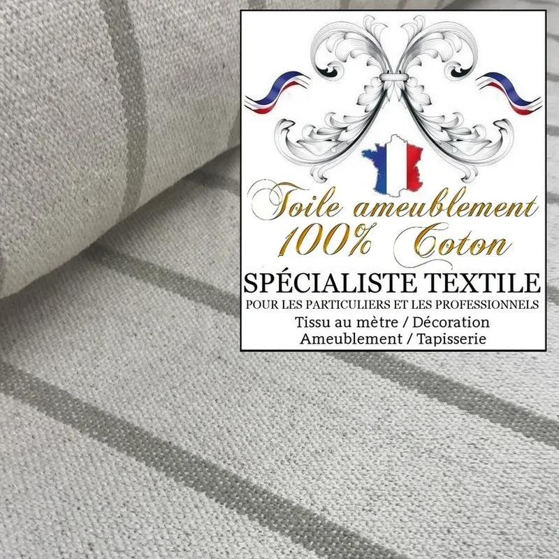 Canvas 100% coton Toile matelas rayés ameublement TAUPE mètre rideau store siège