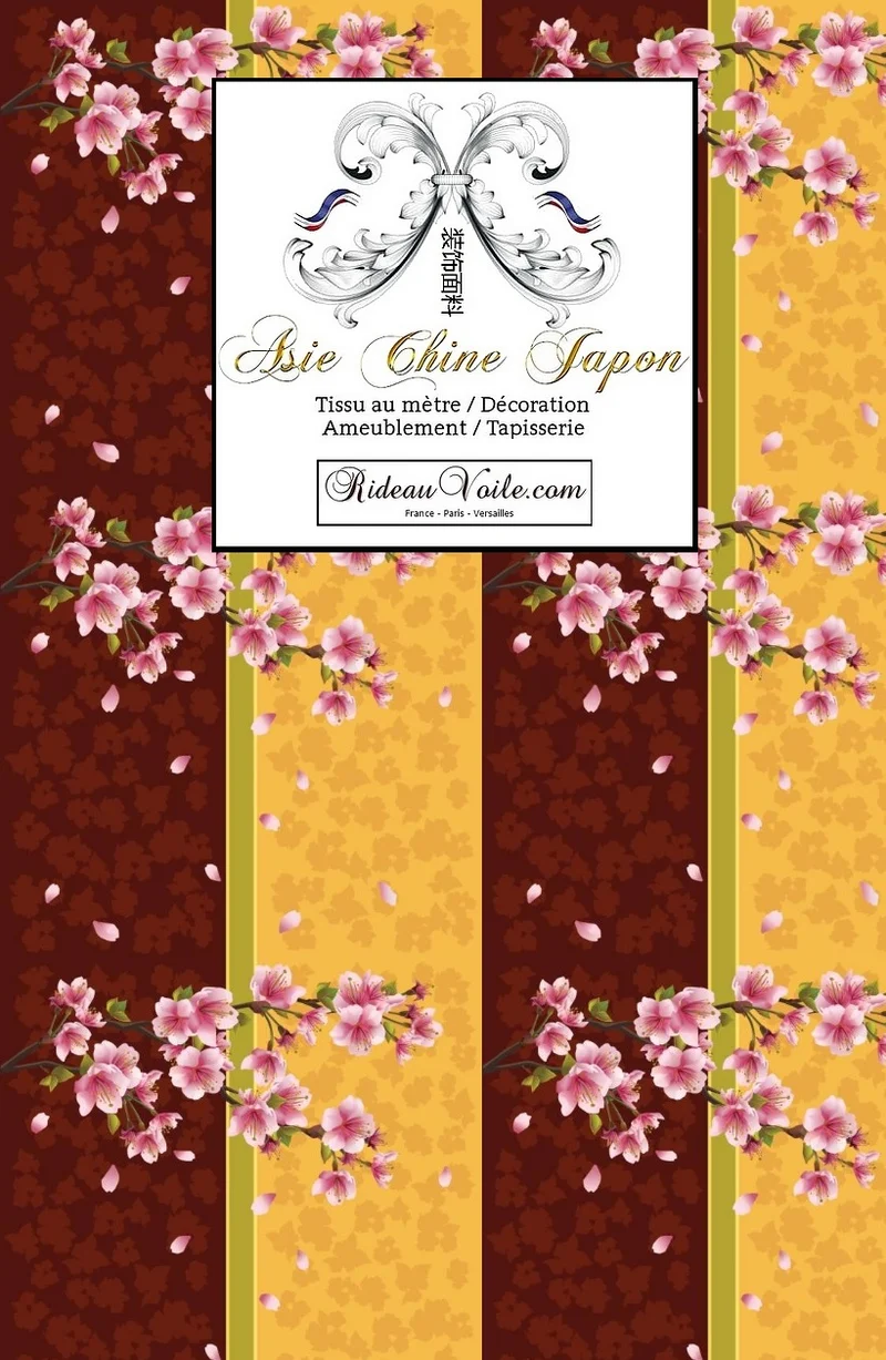 Imprimé fleur cerisier Asiatique tissu ameublement motifs japonais mètre rideau Sakura