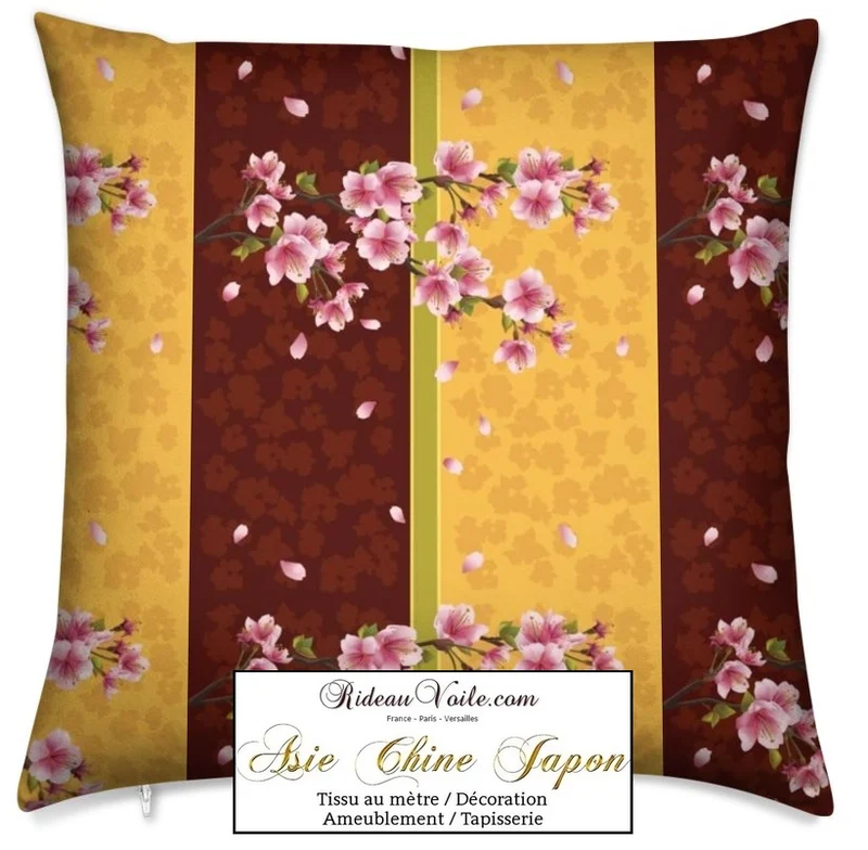 Imprimé fleur cerisier Asiatique tissu ameublement motifs japonais mètre rideau Sakura
