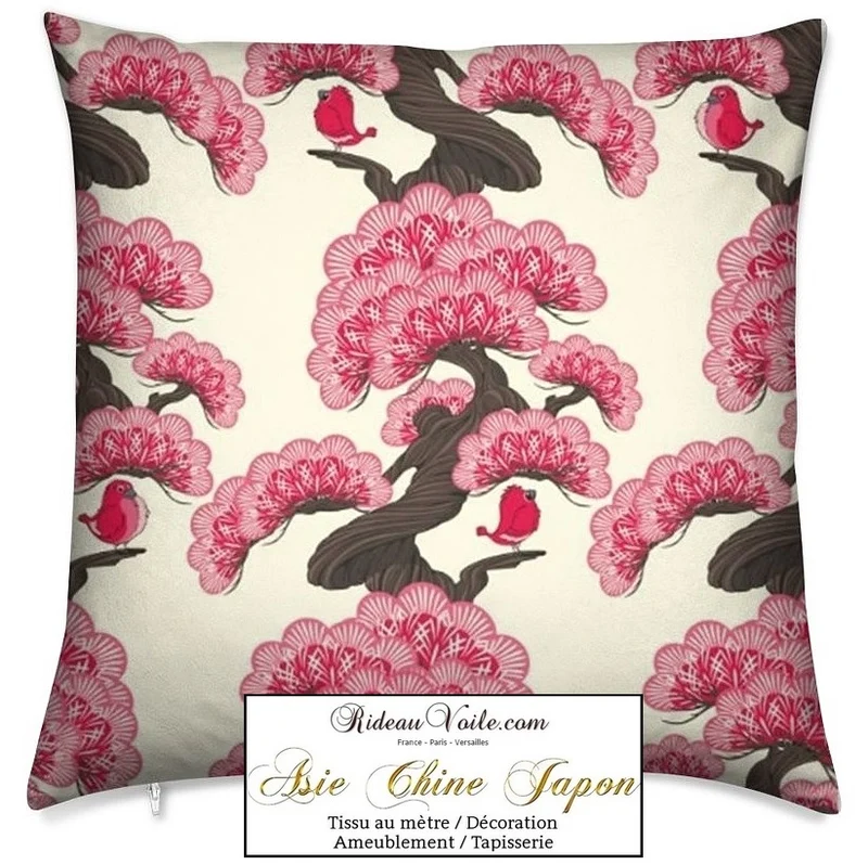 Décoration fleur cerisier Asiatique tissu ameublement motifs japonais mètre rideau