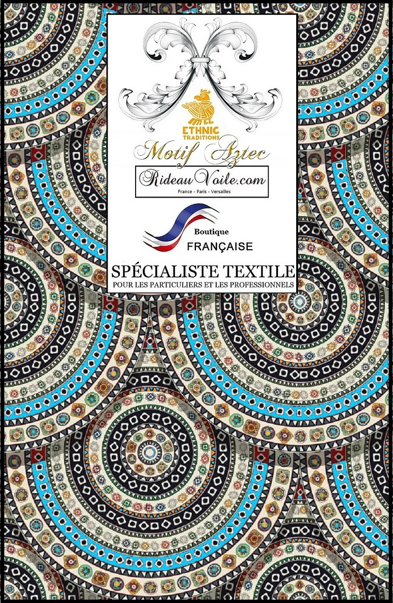 Déco tissu ameublement ethnique imprimé Aztèque mètre rideau coussin couette
