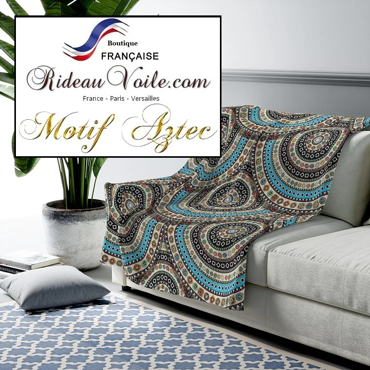 Déco tissu ameublement ethnique imprimé Aztèque mètre rideau coussin couette