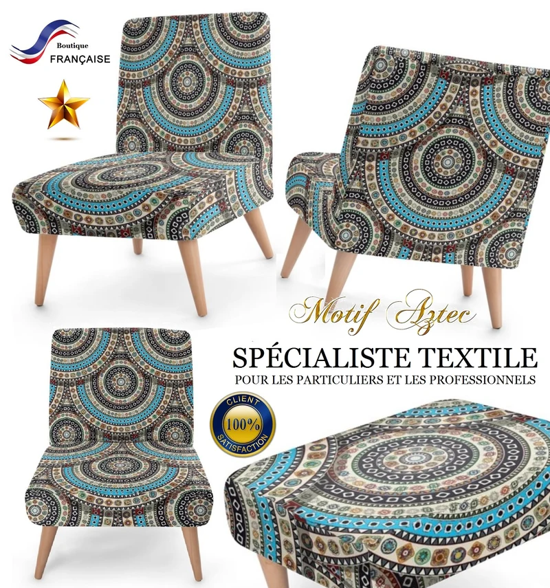 Déco tissu ameublement ethnique imprimé Aztèque mètre rideau coussin couette