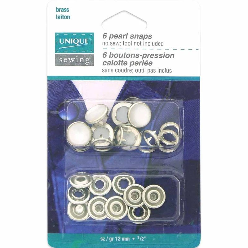 UNIQUE | Boutons-Pression Perlés sans Couture Blanc | 11.5 mm (1⁄2″) | 6 mcx