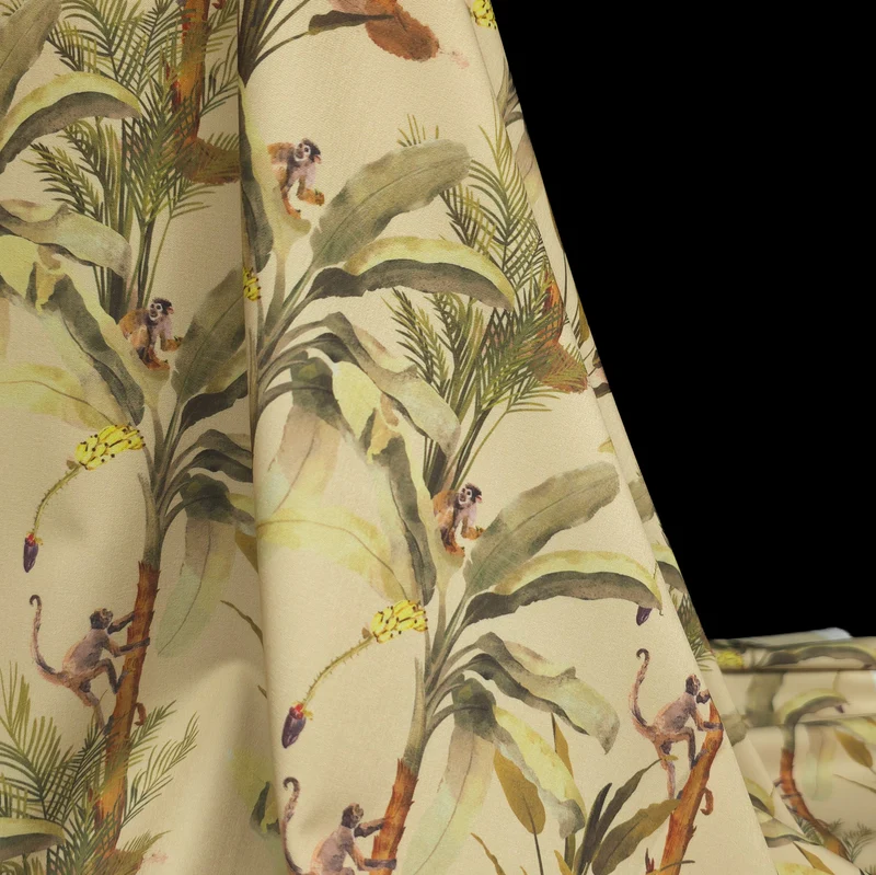 Tissu Extensible pour Boardshort | Singes Tropicaux | Deadstock