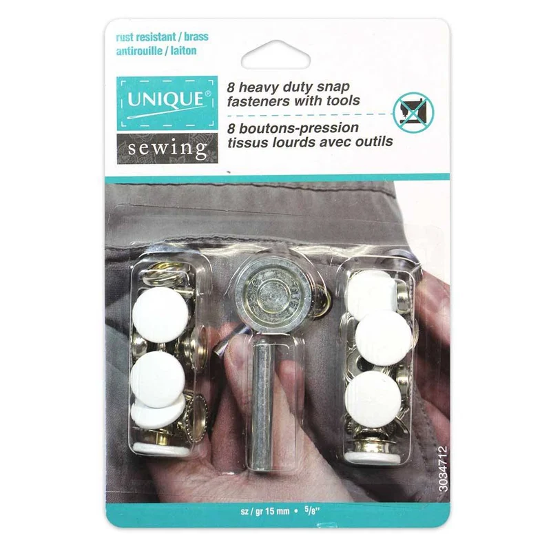 UNIQUE | Kit de boutons-pression robustes avec outil | 15 mm (5⁄8″)