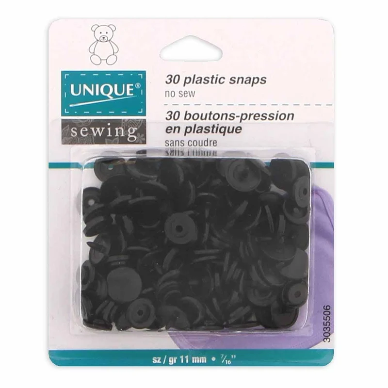 UNIQUE | Boutons-Pression en plastique | Taille 2 / 11 mm (3⁄8″) | 30 mcx