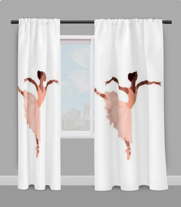 Décoration tissu au mètre rideau couette motif imprimé danseuse étoile Ballet