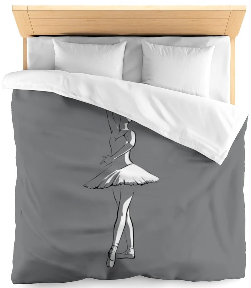 Motif tissu gris au mètre danseuse juste corps blanc jeune fille rideau couette coussin