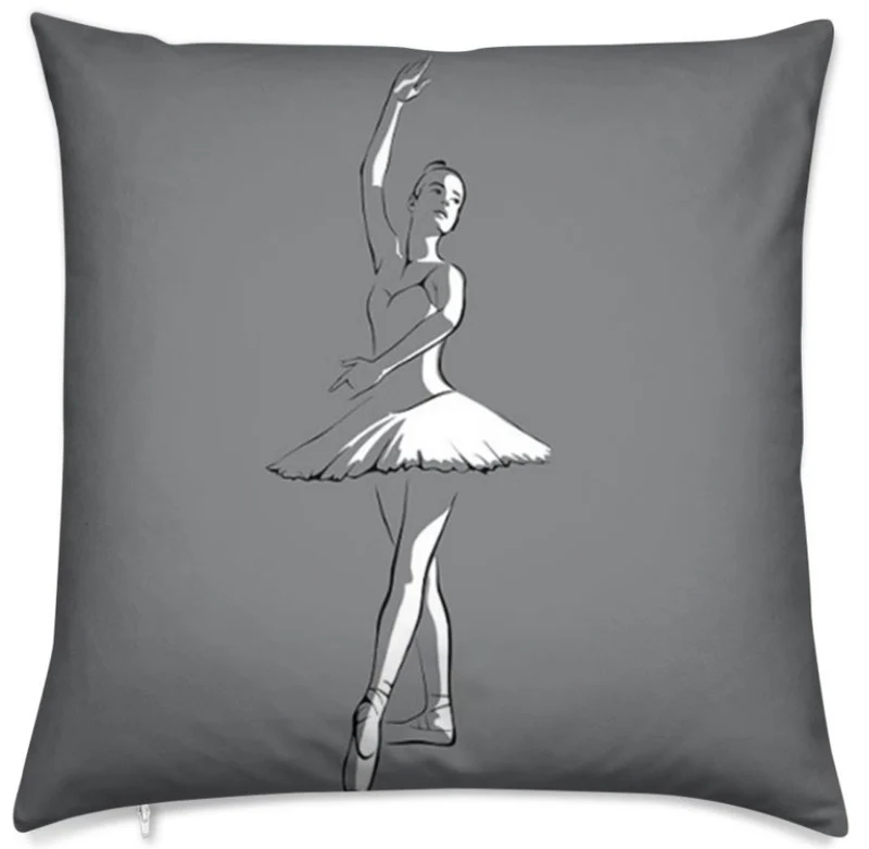 Motif tissu gris au mètre danseuse juste corps blanc jeune fille rideau couette coussin