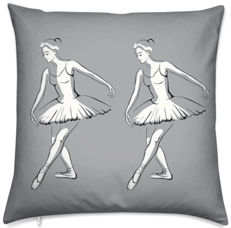Motif tissu gris au mètre danseuse juste corps blanc jeune fille rideau couette coussin