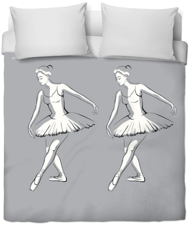 Motif tissu gris au mètre danseuse juste corps blanc jeune fille rideau couette coussin