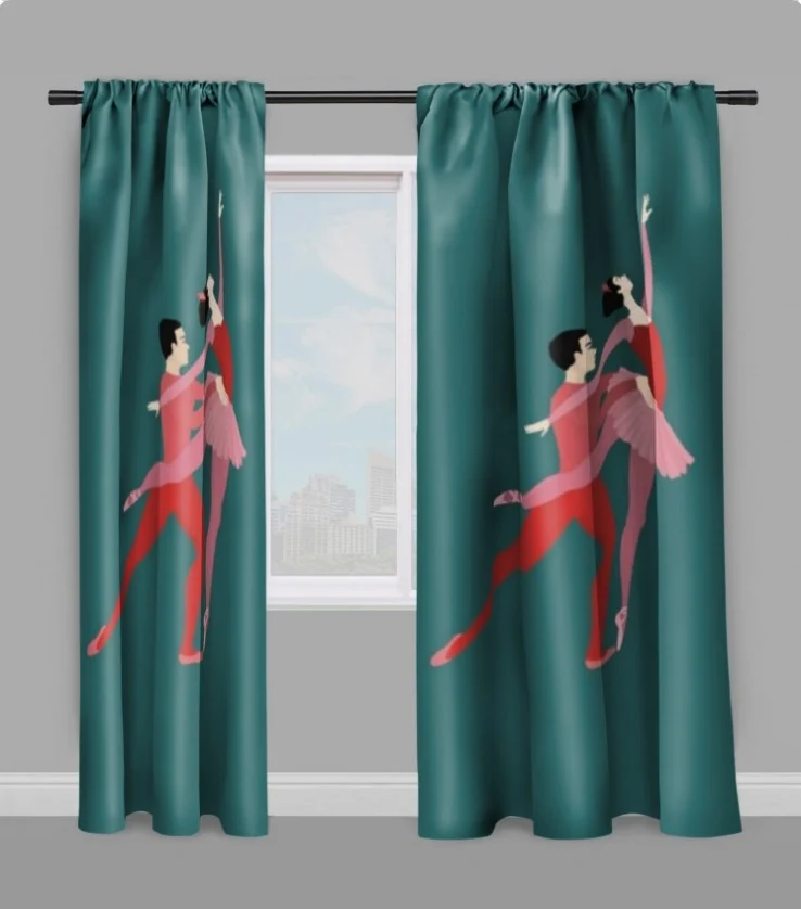 Tissu au mètre motif couple danseuse danseur étoile Ballerina stoff gardin
