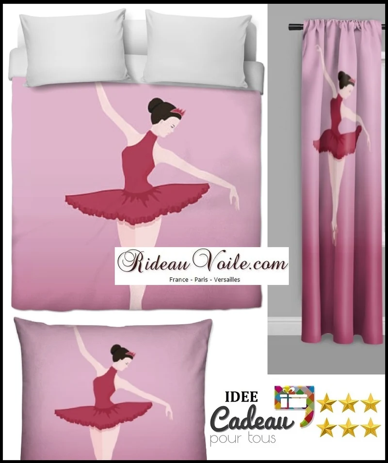 Motif tissu au mètre imprimé danseuse étoile classique rideau couette voilage rouge
