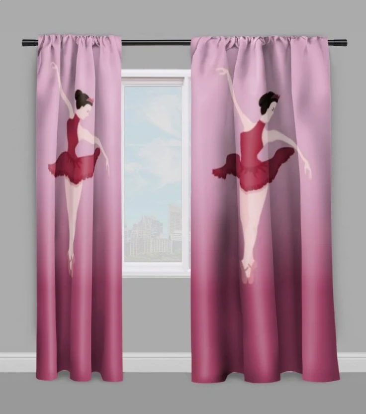 Motif tissu au mètre imprimé danseuse étoile classique rideau couette voilage rouge