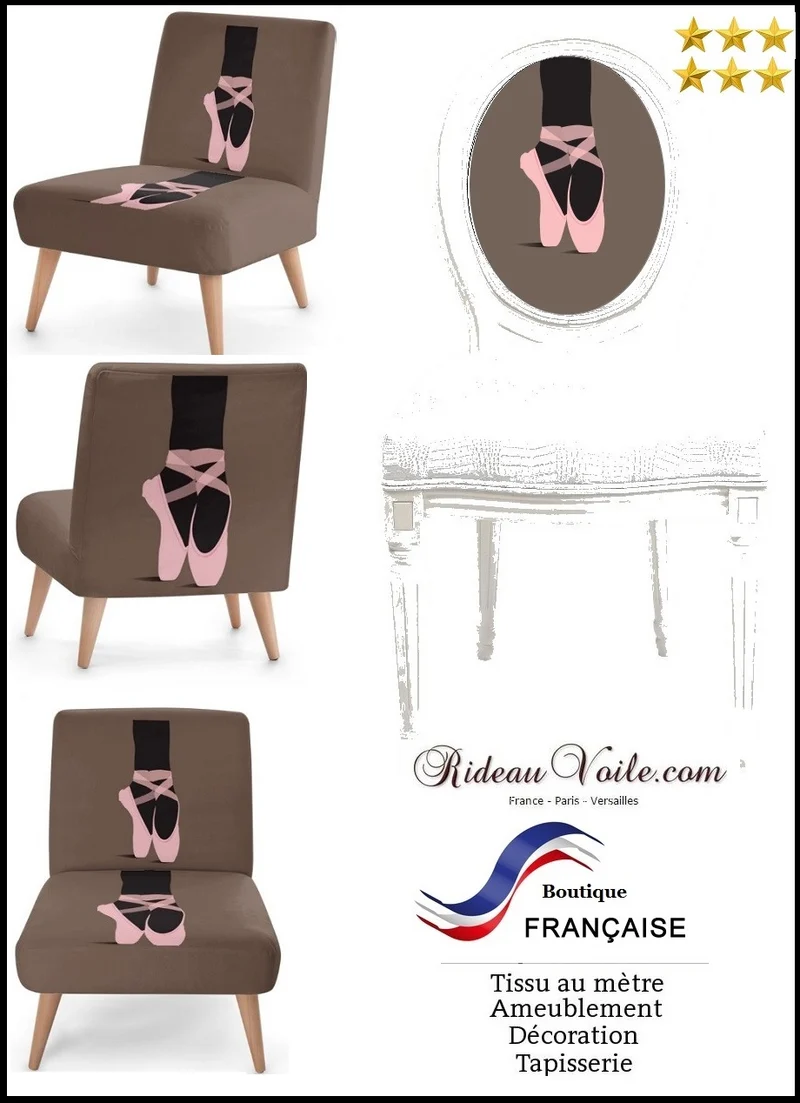 Motif tissu imprimé danseuse étoile classique ballet rideau coussin housse couette