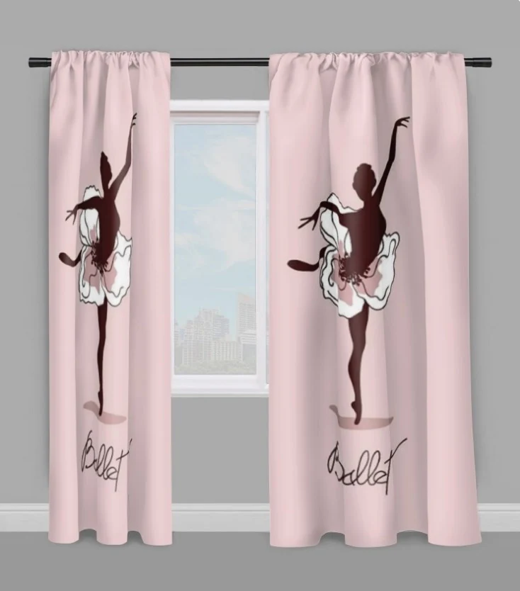 Tissu au mètre rideau motif silhouette danseuse Fabric ballerina pattern curtain