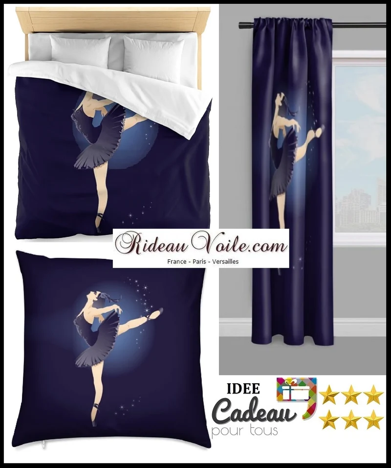 Tissu au mètre motif silhouette danseuse étoile rideau voilage couette Ballerina stoff