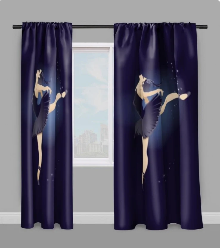 Tissu au mètre motif silhouette danseuse étoile rideau voilage couette Ballerina stoff