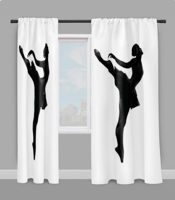 Tissu au mètre motif silhouette danseuse étoile rideau coussin housse couette