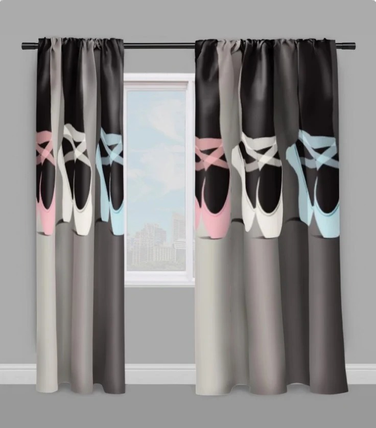 Tissu au mètre motif chaussons satin Pointe bleu rose blanc jambes Danseuse ballerine