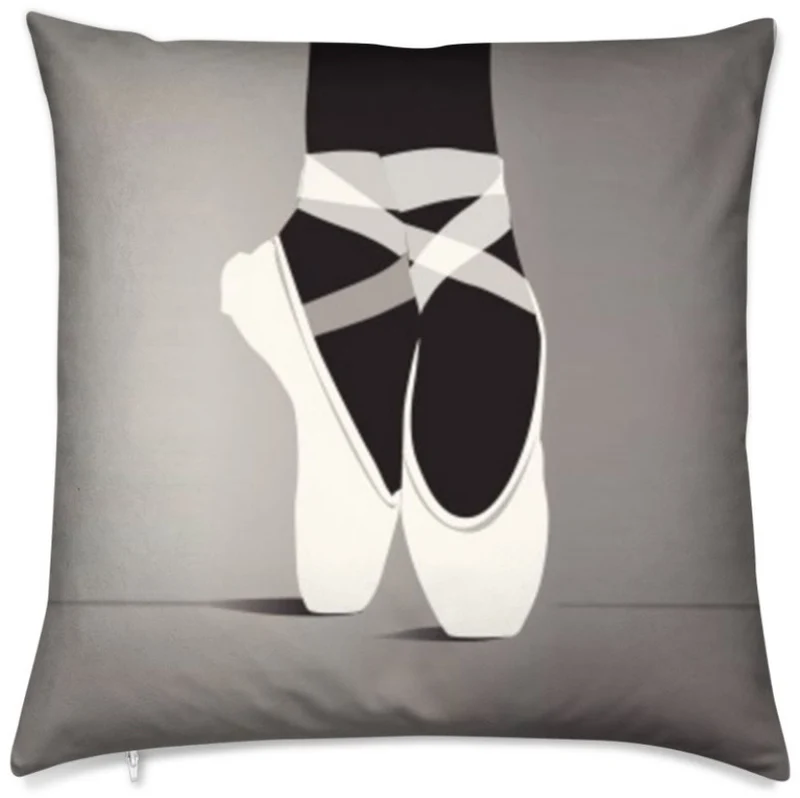 Tissu au mètre noir imprimé motif chaussons satin pointe blanc Danseuse étoile ballerine