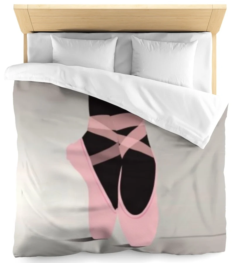 Tissu au mètre noir motif chaussons satin pointe rose décoration Danseuse étoile ballerine